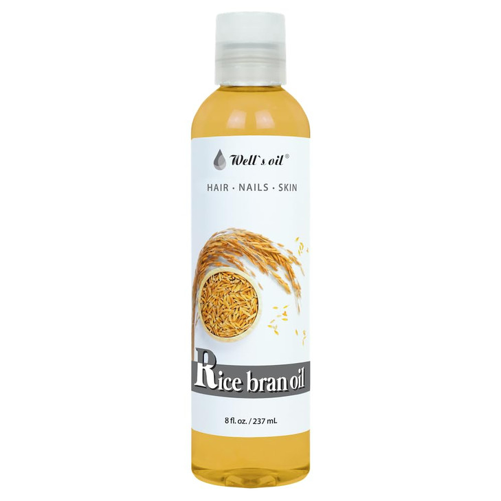Wells Oil Rice Bran Oil 8 oz 100 Pure Rice Bran Oil Carrier Oil For Skin Hair DIY Creams Lotions