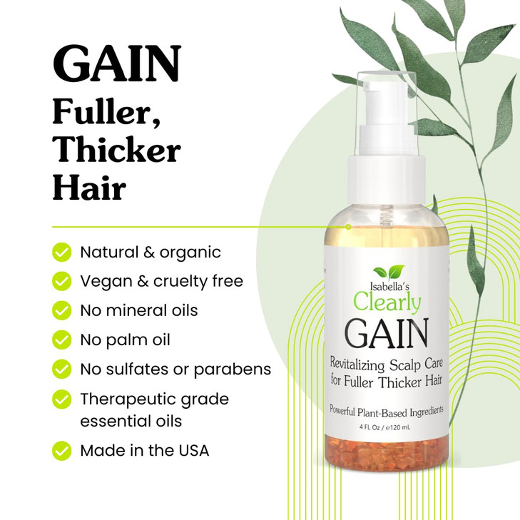 Isabellas Clearly GAIN Natural Hair and Scalp Oil with Rosemary Castor Oil Essential Oils Nourishing Serum for Fuller Lo