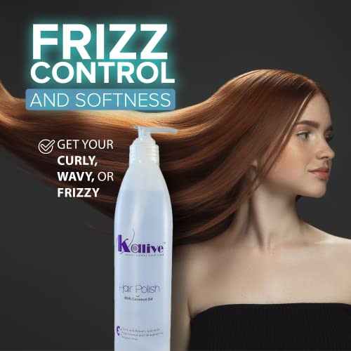 KALIVE Hair Polish with Coconut Oil Nourishing Smoothing for Frizzy Dry and Damaged Hair 12 oz AntiFrizz Product