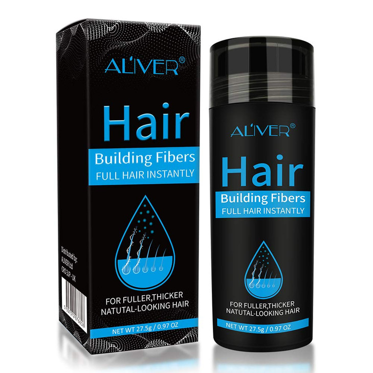 ELAIMEI Black Hair Fibers for Thinning Hair Natural Formula Unscented Powder Black Unisex Adult Men Women