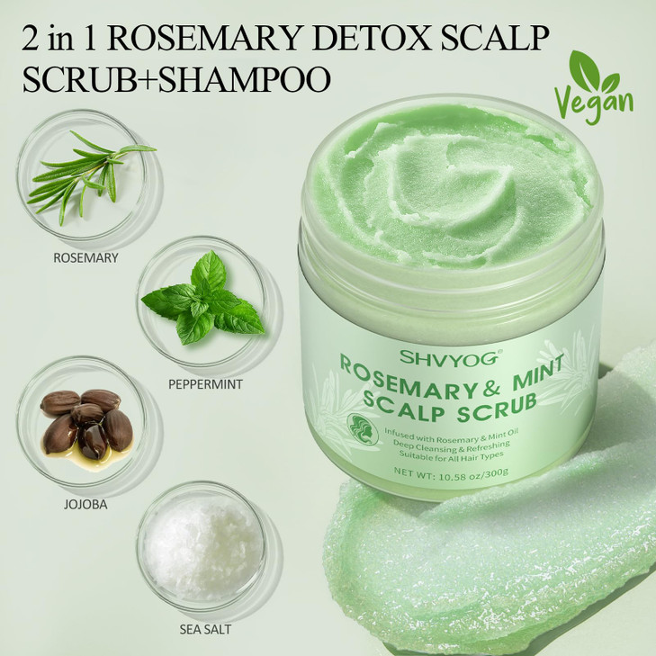 SHVYOG Scalp Scrub Rosemary Scalp Exfoliator Scalp Exfoliator Scrub for Build Up Oily Hair Hair Treatment Nourishing Det