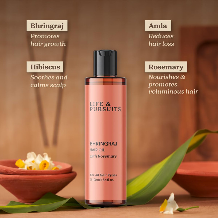 Life Pursuits Bhringraj Hair Growth Oil 34 Fl Oz Natural Ayurveda Scalp Therapy For Men Women Rosemary Amla Hibiscus Tea