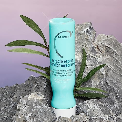 Malibu C Miracle Repair Hair Reconstructor Nourishing Treatment for Weak Damaged Strands Flax Protein Vitamin B5 for Moi
