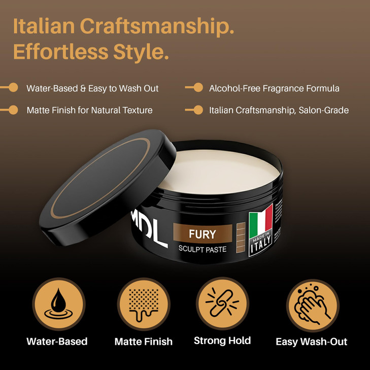 MY DE LUCA Sculpt Paste Hair Wax for Men WaterBased Hair Wax Stick for Strong Hold Hairstyles and Dry Matte Finish Hair