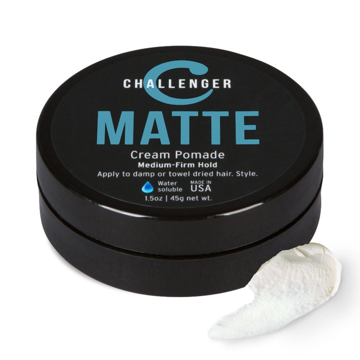 Challenger Matte Cream Pomade Natural Shine Free Styling Product Medium Firm AllDay Hold Travel Friendly Water Based Hai