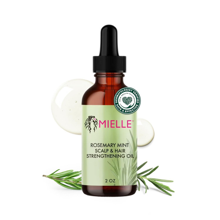 Mielle Organics Rosemary Mint Hair Oil Strengthening Biotin Oil Infused Frizzy Damaged Hair Care Split Ends Dry Scalp Tr