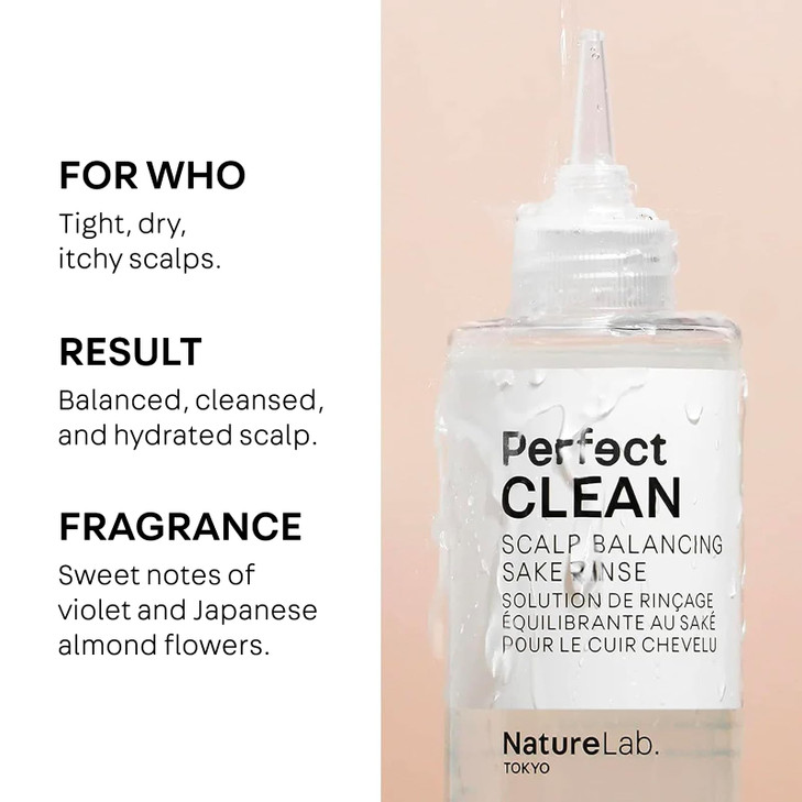 NatureLabTOKYO Perfect Clean Sake Rinse pH Balancing Treatment for Dry Itchy Scalp Clears Buildup Excess Scalp Oil Hydra