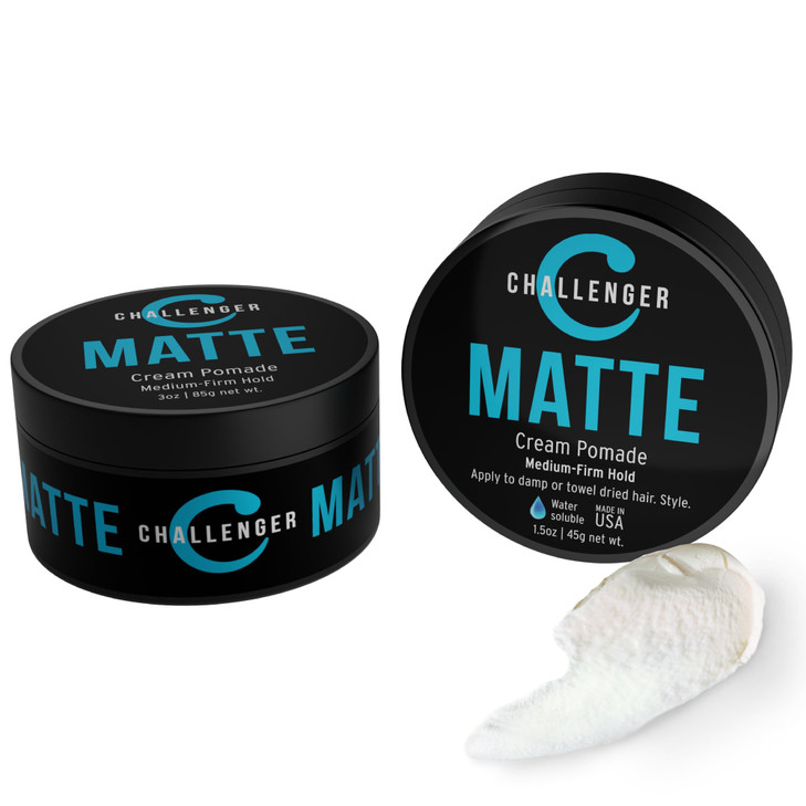 Challenger Matte Cream Pomade Combo Natural Shine Free Styling Product Medium Firm AllDay Hold Travel Friendly Water Bas