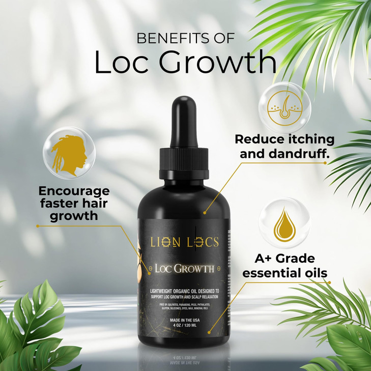 Lion Locs Growth Oil and Scalp Relaxer Promotes Healthy Growth for Dreadlocks Braids Natural Hair Vegan 4oz