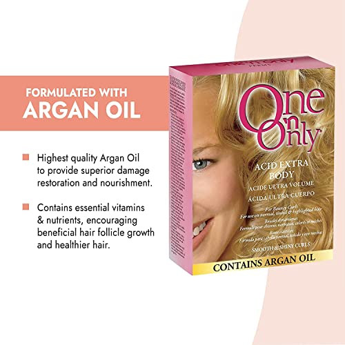 One N Only Acid Extra Body Hair Perm At Home Perm Kit with Argan Oil for Bouncy Curls Provides Firmer More Manageable Cu