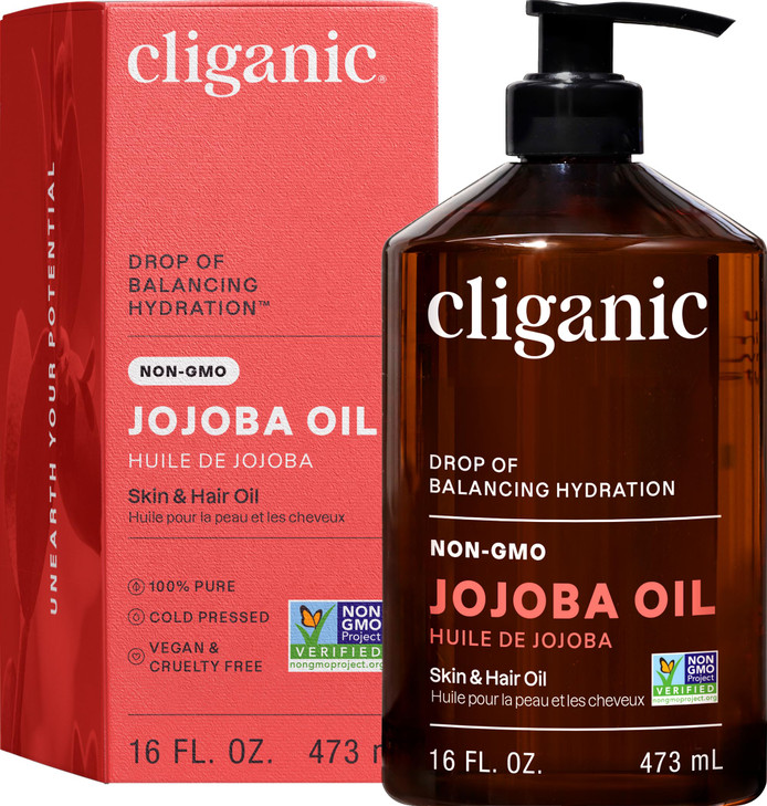 Cliganic Jojoba Oil NonGMO Bulk 16oz 100 Pure for Skin Hair Face Cold Pressed Natural Hexane Free Hair Relaxer