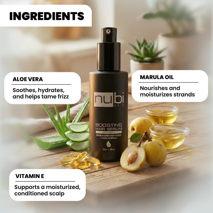 Nubi Serum for Damaged Hair Marula Repair Serum with Aloe Vitamin E Hydrates and Smooths Hair Frizz Control Product for