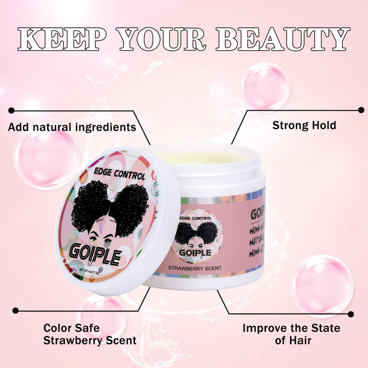 Edge Control Wax for Women Strong Hold Nongreasy Edge Wax Styling Gel for Black Women Hair No Flaking White Residue Shin