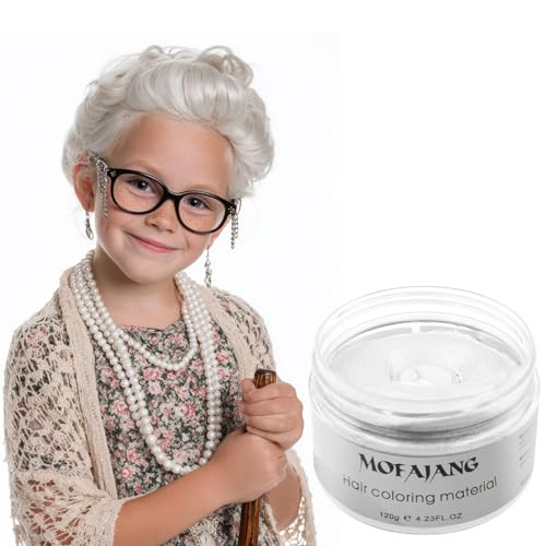 White Hair Color Wax Pomades 423 oz Natural Hair Coloring Wax Material Disposable Hair Styling Clays Ash for Cosplay Par