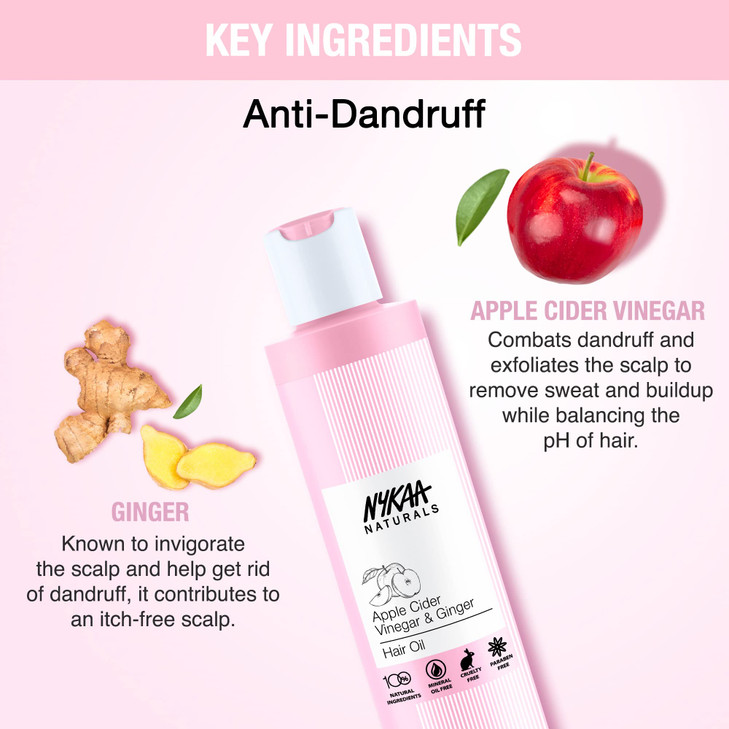 Nykaa Naturals Hair Oil for Men Women Anti Dandruff Hair Oil with Apple Cider Vinegar and Ginger NonSticky Natural Hair
