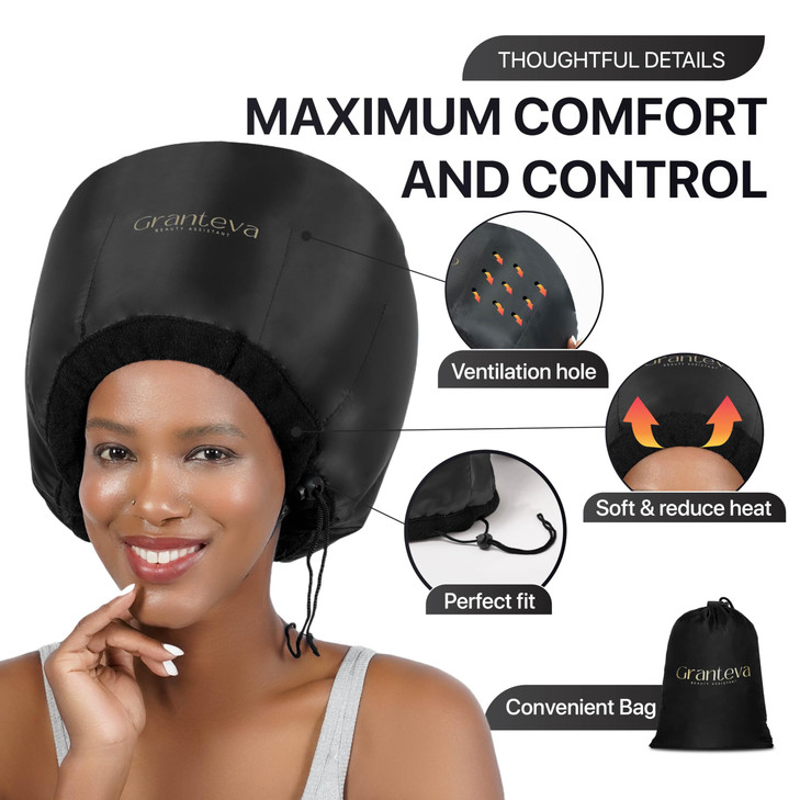 Hooded Hair Dryer Attachment wA Headband Integrated That Reduces Heat Around Ears Neck Hair Dryer Hooded Diffuser Cap fo