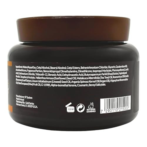 Gold Series Treatment Mask Deep Hydrating Argan Oil Hair Mask for Dry Damaged Color Treated and Curly Hair Enriched with