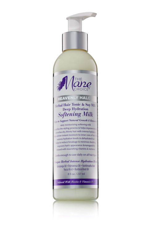 The Mane Choice Heavenly Halo Herbal Hair Tonic Soy Milk Deep Hydration Softening Milk 8 Ounce