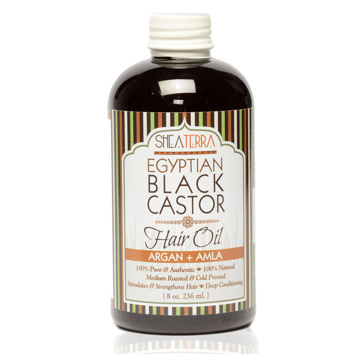 Shea Terra Organics 100 Percent Pure Egyptian Black Castor Extra Virgin Oil Argan and Amla AllNatural Strengthening and