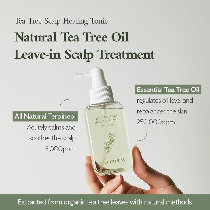 STEAMBASE Tea Tree Scalp Healing Tonic Relieve Dry Itchy and Oily Skin Hydrating and Nourishing Serum Oil Moisturizer fo