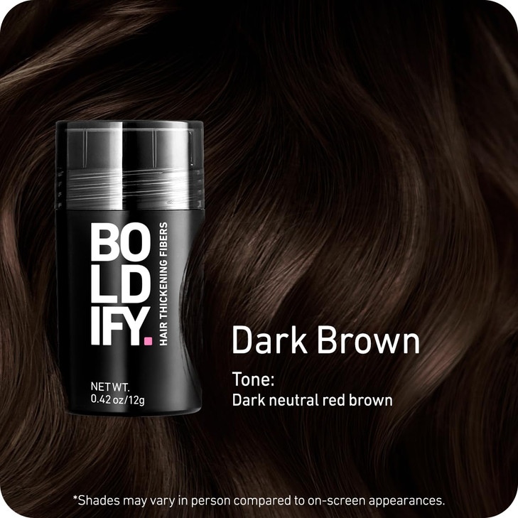 BOLDIFY Hair Fibers 12g Fill In Thinning and Fine Hair for an Instantly Fuller Thicker Look 14 Shades for Women Men Dark