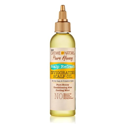 Creme of Nature Pure Honey Scalp Refresh Invigorating Scalp Treatment Oil Lightweight Formula with Mint Aloe Moisture Sh