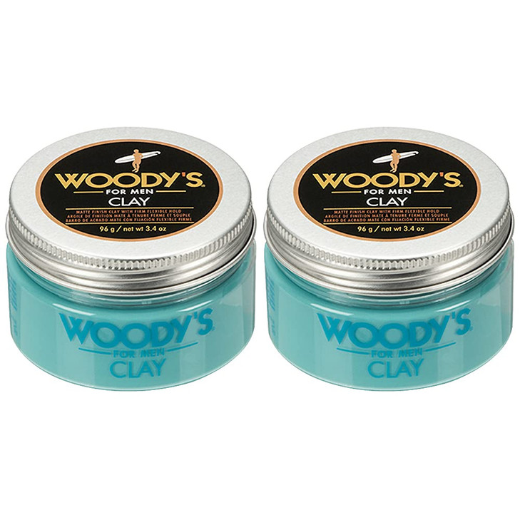 Woodys Hair Clay for Men Matte Finish Styling Pomade for Men Stronghold Firm and Flexible Control 34 oz 2Pack