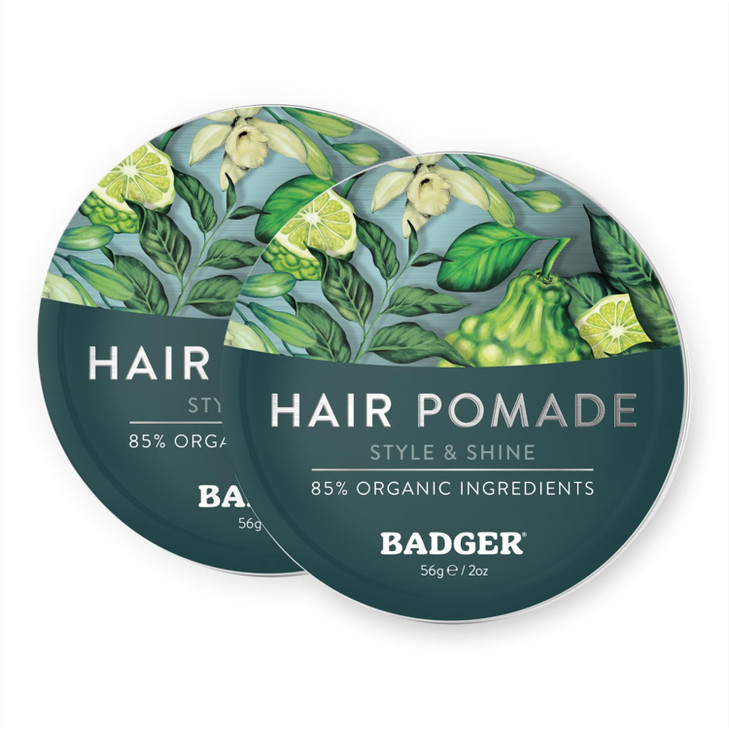 Badger Hair Pomade for Men Organic Easy to Use Subtle Masculine Scent Medium Hold Hair Pomade with Medium Shine Finish N