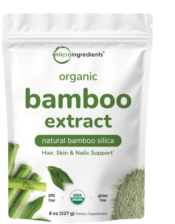 Micro Ingredients Organic Bamboo Extract Powder 8oz 378 Servings Bamboo Plant Silica Mineral Supplements Natural Stem Le