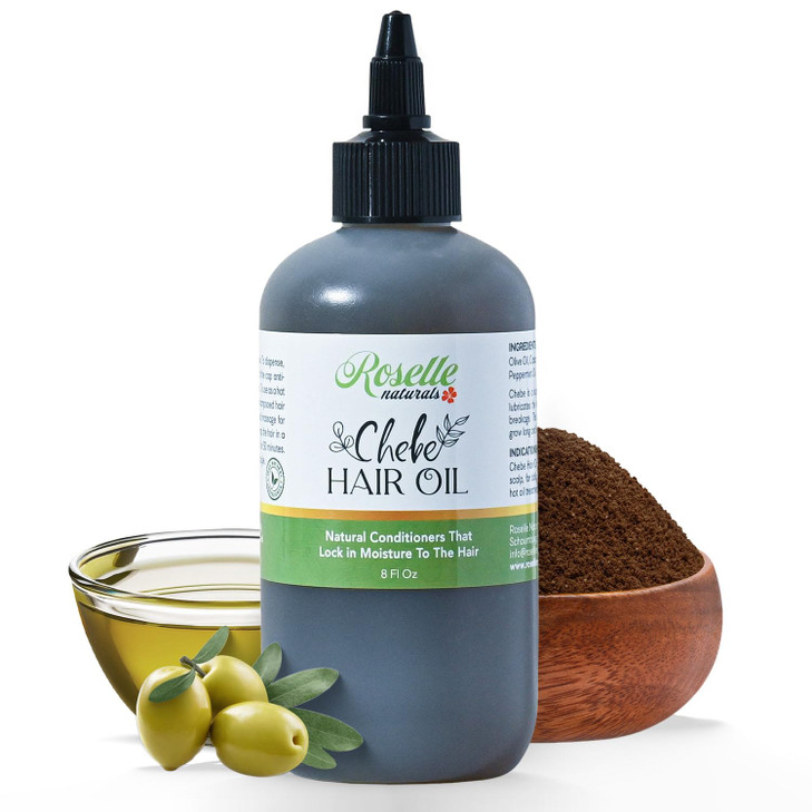 Roselle Naturals Chadian Hair Oil for Hair Growth 8 Fl Oz Made in the USA with Chebe Powder from Africa