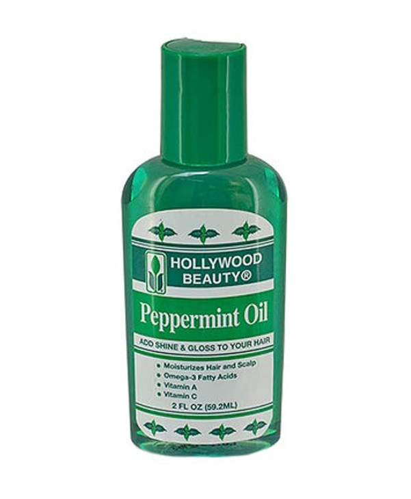 Hollywood Beauty Peppermint Hair Oil 2 oz Conditions Hair Skin Natural Treatment for Dry Itchy Scalp Moisturizes with Om