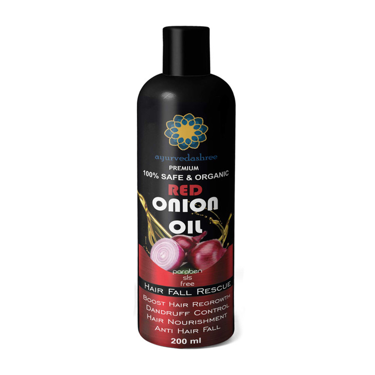 AYURVEDASHREE Hair Treatment Oil with Red Onion Oil blends of Black Seed Pure Argan Sandalwood Rose 200 Ml67 fl oz
