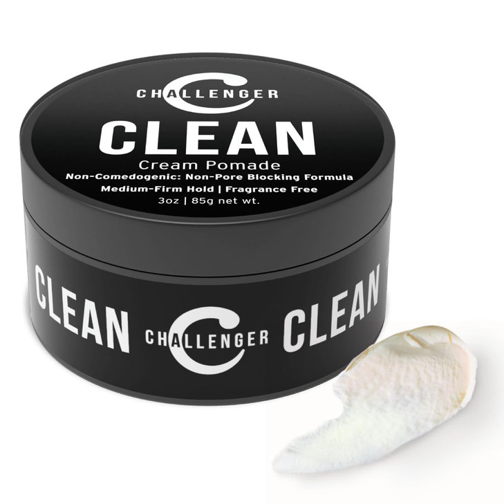 Challenger Fragrance Free Cream Pomade NonComedogenic Styling Product Unscented Hair Gel Medium Firm Hold Clean Ingredie