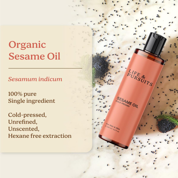 Life Pursuits 100 ColdPressed Unrefined Sesame Oil Nourishing Oil for Hair and Skin Promotes Radiance Moisture and Healt