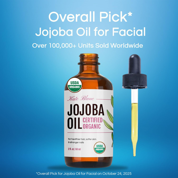 Kate Blanc Cosmetics Jojoba Oil Organic for Hair Skin Face 4oz 100 Pure Cold Pressed Natural Hexane Free Glass Bottle