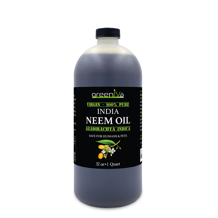 GreenIVe 100 Organically Grown Neem Oil ColdPressed Virgin Pure Natural 32 oz Ideal for Gardening Skin Care Hair Care Pe