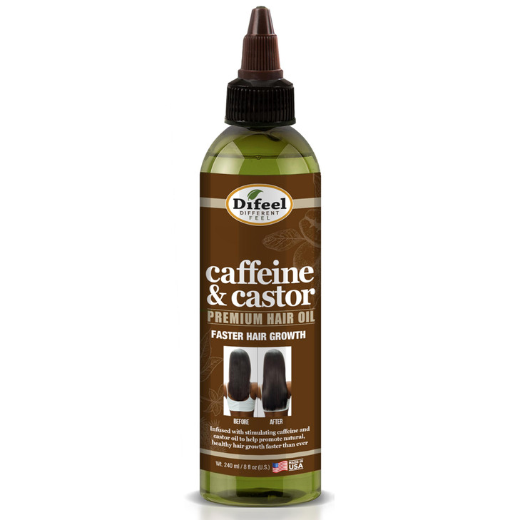 Difeel Caffeine Castor Premium Hair Oil 8 ounce PACK OF 2