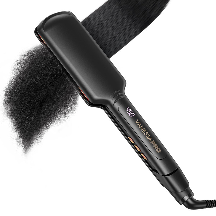 Titanium Flat Iron Hair Straightener for Natural Hair 2 inch Hair Straightener for Thick Hairs Silk Press Flat Iron Wide