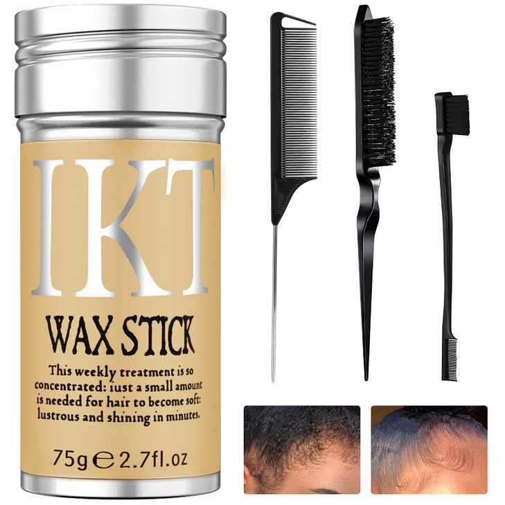 SOVONCARE 4 Pcs Hair Wax Stick for Flyaways with Brushes Slick Back Hair Stick Wax for Women Kids Lightweight NonGreasy