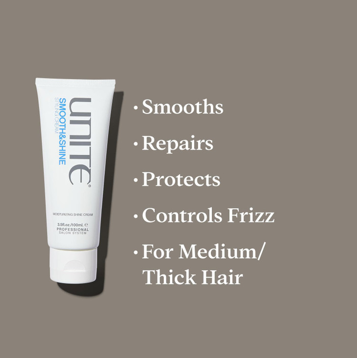 UNITE Hair SMOOTHSHINE Styling Cream Tames Frizz Adds Shine Softness Hydrates Protects Repairs with Argan Oil Coconut Ho