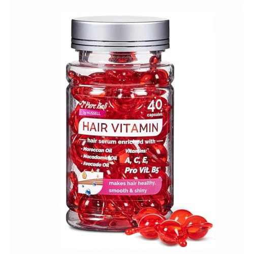 Hair Vitamin Oil Capsules No Rinse Hair Care Serum with Argan Oil Macadamia Avocado Oils Vitamins A E Pro B5 HairGloss C
