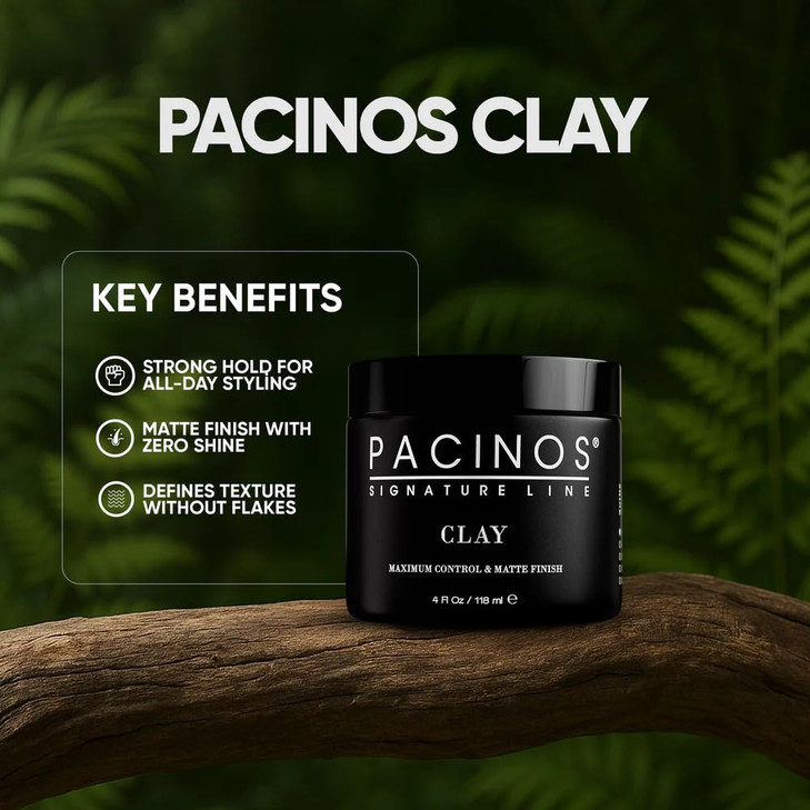 Pacinos Signature Line Clay Hair Paste Long Lasting Styling Wax with Firm Hold for All Hair Styles 4 Oz