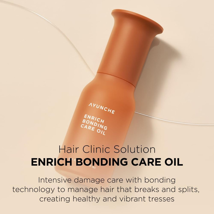 AYUNCHE Enrich Bonding Oil 33 fl oz Helps Repair Bonds 455F Heat Protection AntiFrizz SplitEnd Care Shine Treatment for