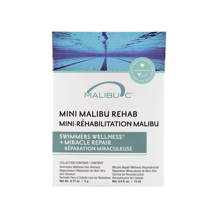 Malibu C Mini Malibu Rehab Swimmers Wellness Contains 2 Hair Remedy Packets Discoloration Correcting Hair Care for Swimm
