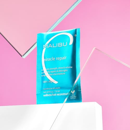 Malibu C Miracle Repair Reconstructor Nourishing Hair Treatment for Weak Damaged Strands Flax Protein Vitamin B5 for Moi