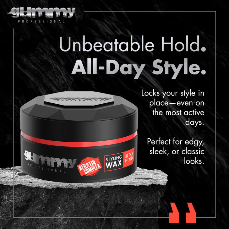 Gummy Professional Hair Wax for Men Ultra Strong Hold Matte Finish Styling Wax WaterBased Texturizing Clay with Keratin