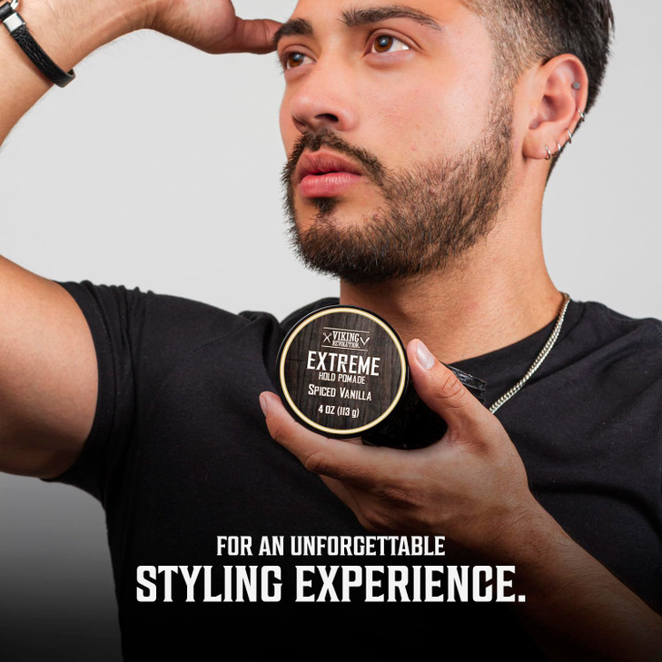 Viking Revolution Spiced Vanilla Hair Pomade for Men Extreme Hold Hair Gel for Men Water Based Extra Firm Mens Hair Poma