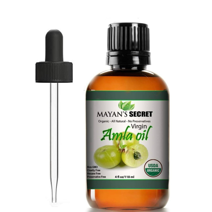 Mayans Secret 4oz Pure Amla Oil for Hair Growth Cold Pressed Virgin Organic USDA Certified