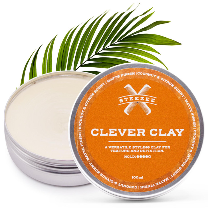 Steezee Clever Clay Natural Finish Styling Hair Clay for Men All Hair Types Reworkable All Day Hold Cruelty Free Paraben