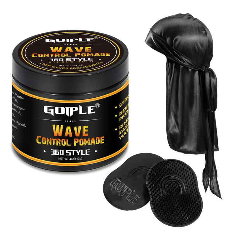 Natural Wave Pomade for Men Strong Hold Easy Wash 360 Wave Training Hair Cream Waves Grease for Men Promotes Layered Wav